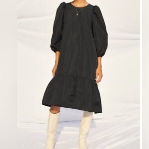 Wilfred Black Taffeta Puff Sleeve Dress